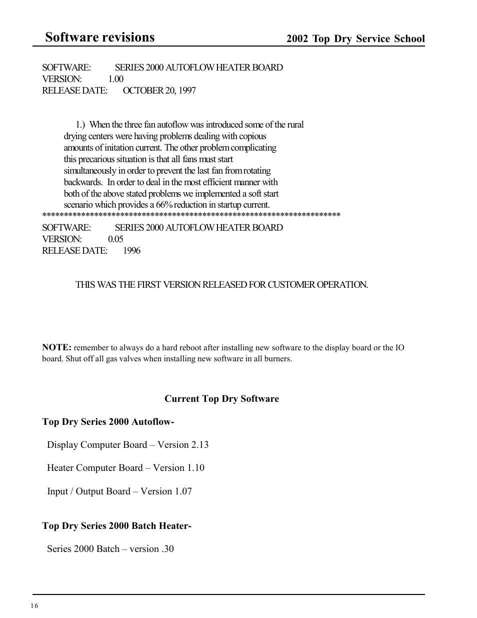 Software revisions | Grain Systems PNEG-1263 User Manual | Page 16 / 28