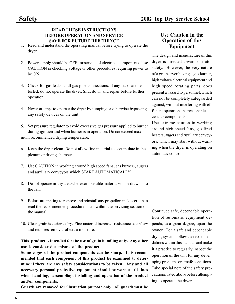 Safety | Grain Systems PNEG-1263 User Manual | Page 6 / 28