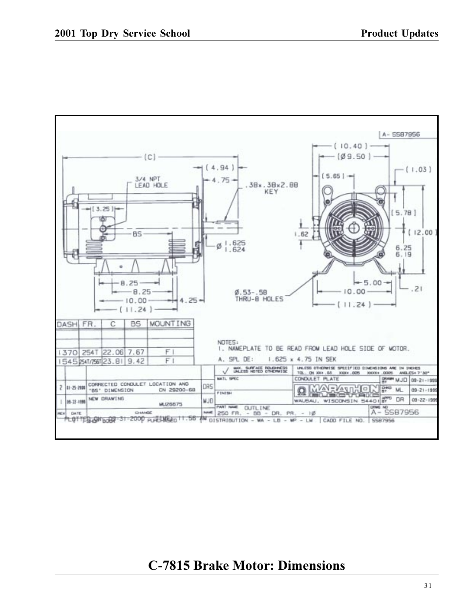 C-7815 brake motor: dimensions | Grain Systems PNEG-1135 User Manual | Page 31 / 62