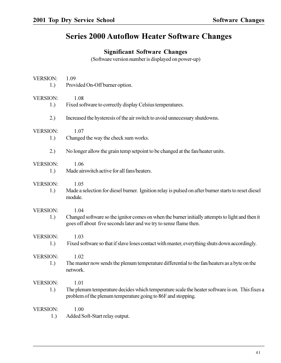 Series 2000 autoflow heater software changes | Grain Systems PNEG-1135 User Manual | Page 41 / 62