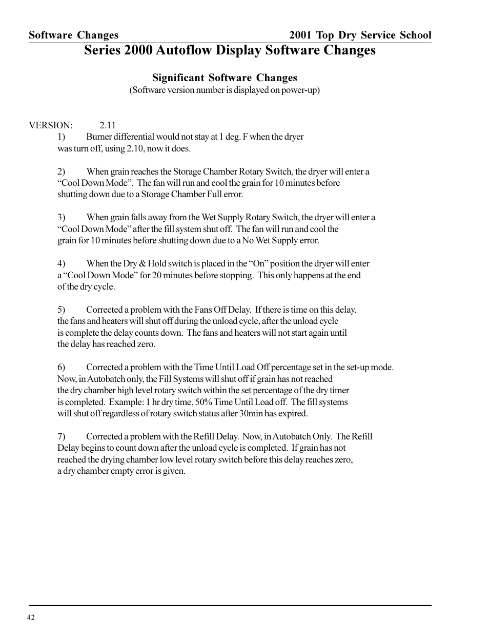 Series 2000 autoflow display software changes | Grain Systems PNEG-1135 User Manual | Page 42 / 62