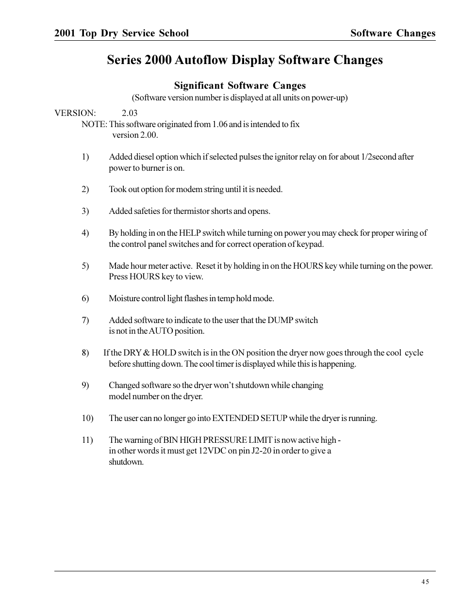 Series 2000 autoflow display software changes | Grain Systems PNEG-1135 User Manual | Page 45 / 62