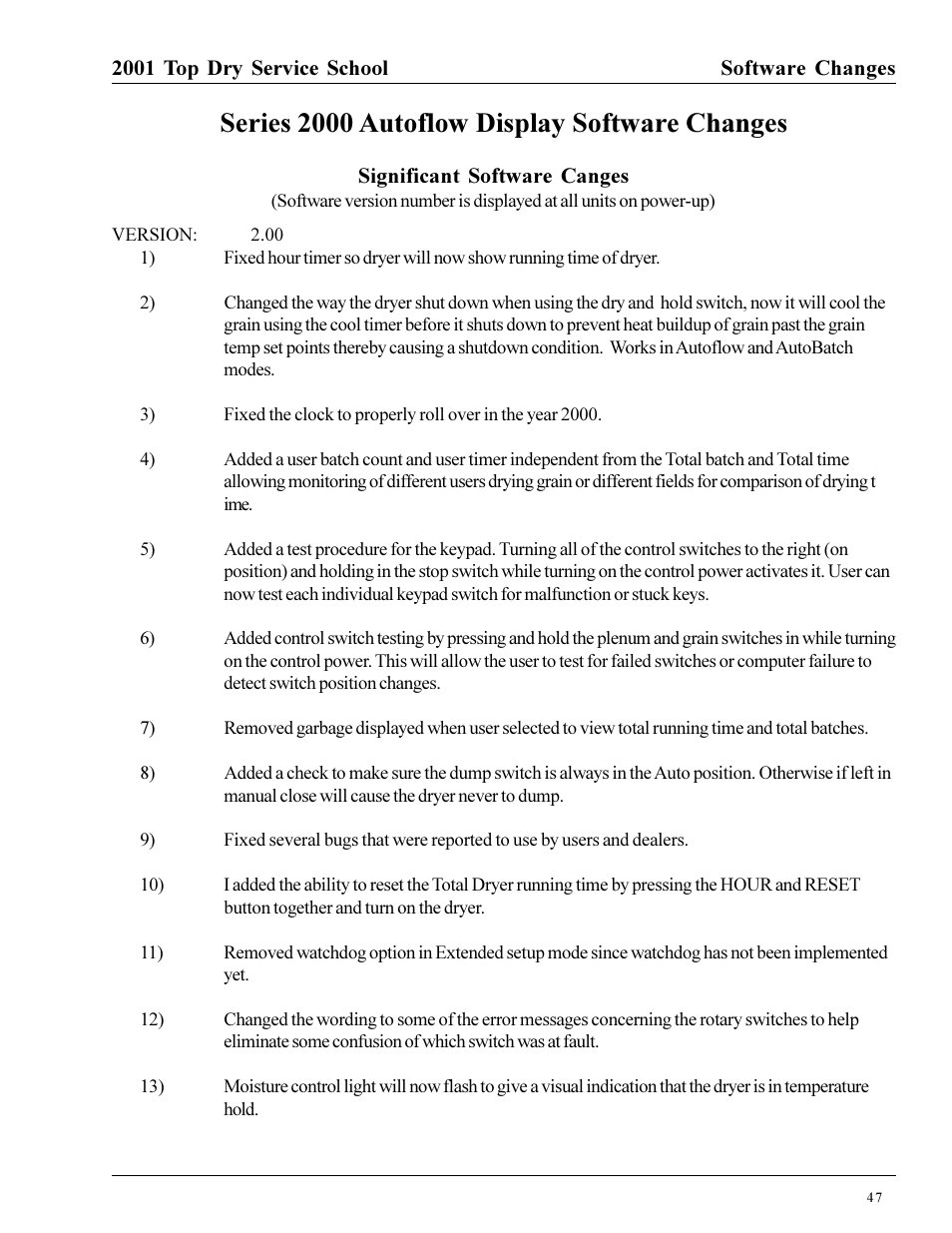 Series 2000 autoflow display software changes | Grain Systems PNEG-1135 User Manual | Page 47 / 62