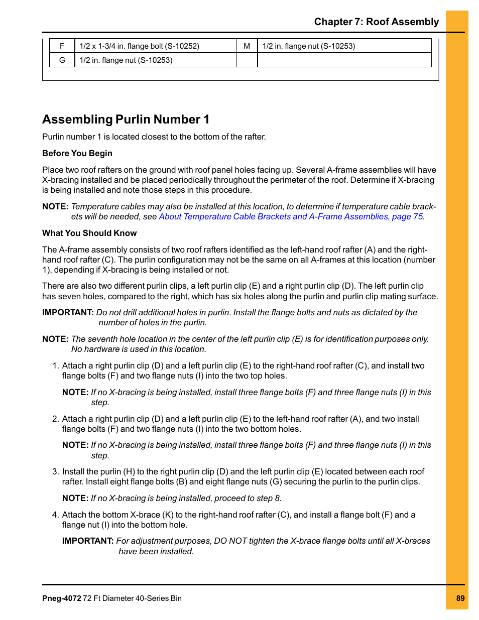 Assembling purlin number 1 | Grain Systems Tanks PNEG-4072 User Manual | Page 89 / 160