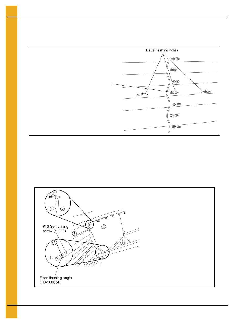 Flashing bolt installation, Eave flashing installation | Grain Systems PNEG-1510 User Manual | Page 46 / 84