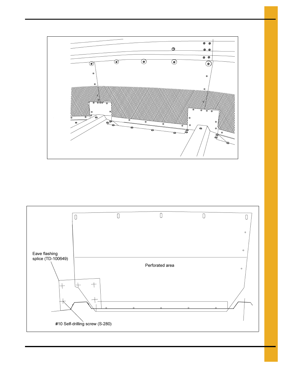 Eave flashing splice, Eave flashing installation (continued) | Grain Systems PNEG-1510 User Manual | Page 47 / 84