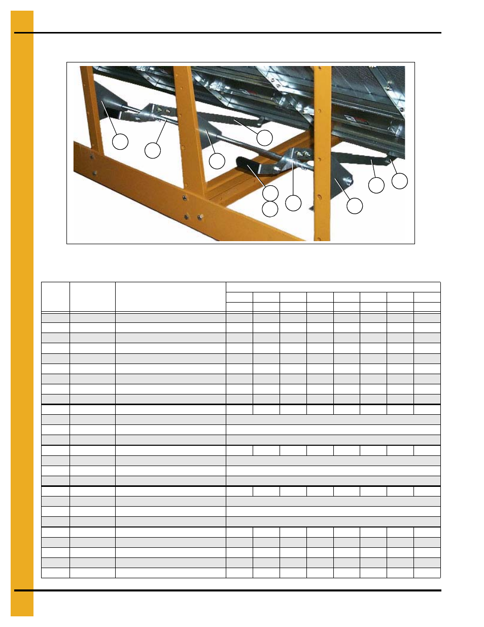 Ge are listed on, Clean out doors - 4" metering roll (continued), Main structure assembly | Clean out doors - 4" metering roll parts list | Grain Systems PNEG-1914 User Manual | Page 18 / 146