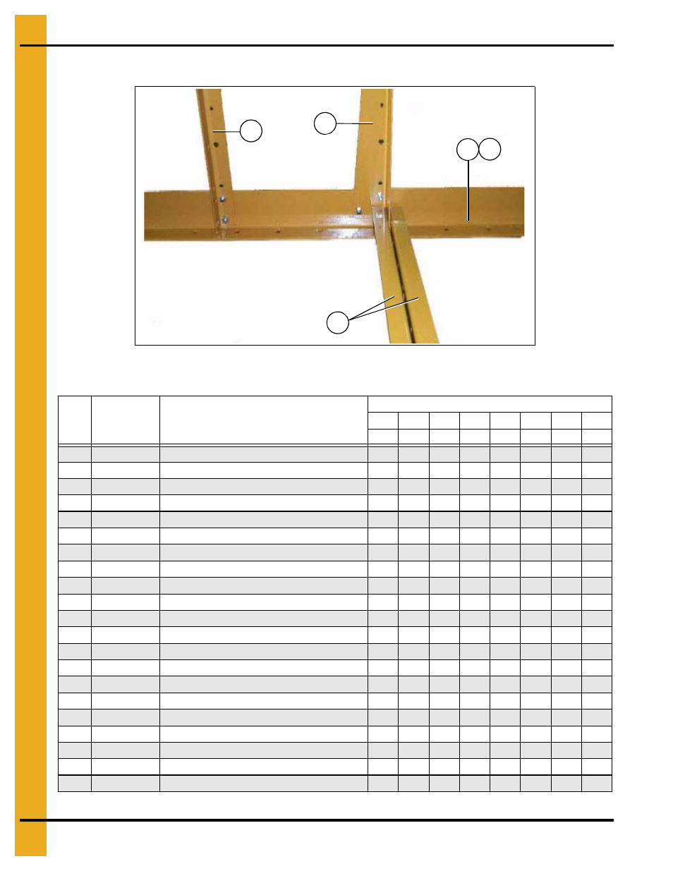Frame assembly (continued), Main structure assembly, Frame assembly parts list | Grain Systems PNEG-1914 User Manual | Page 6 / 146
