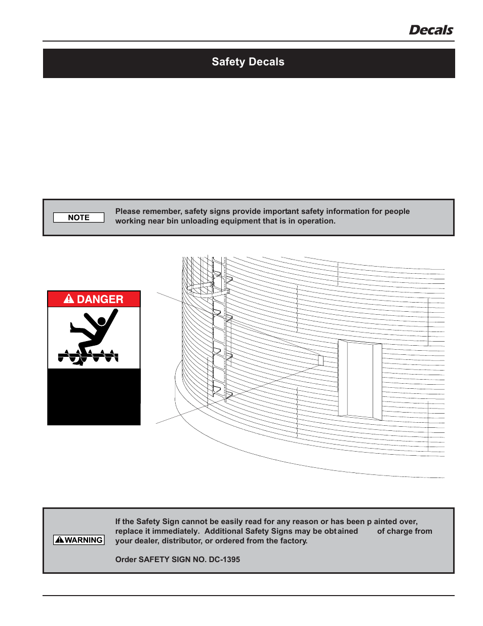 Decals, Safety decals | Grain Systems Unload Augers PNEG-1057 User Manual | Page 11 / 34