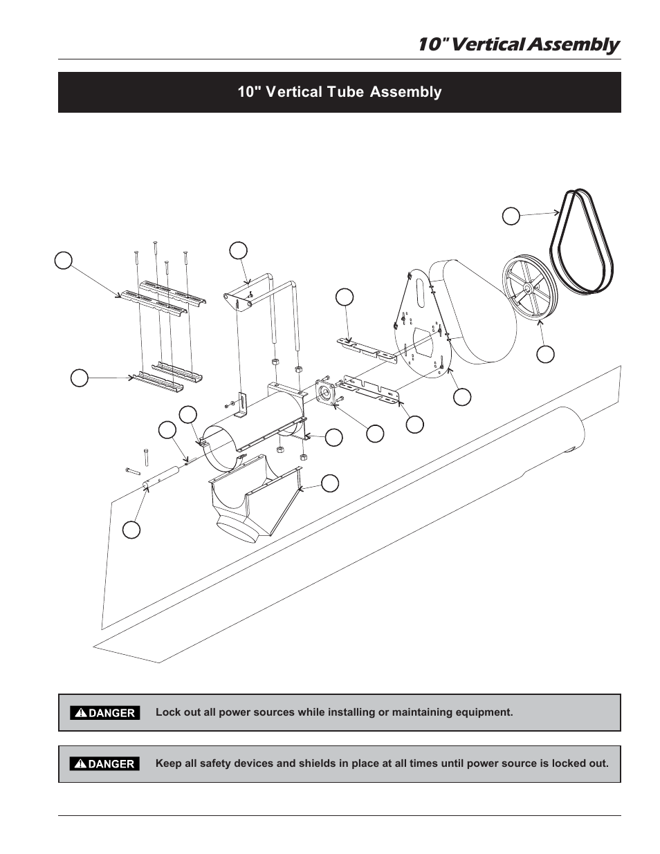 10" vertical assembly, 10" vertical tube assembly | Grain Systems Unload Augers PNEG-1057 User Manual | Page 19 / 34