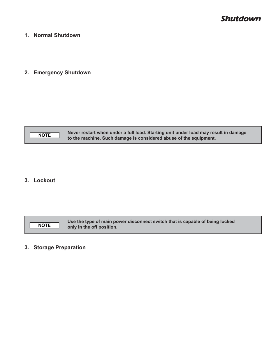 Shutdown | Grain Systems Unload Augers PNEG-1057 User Manual | Page 27 / 34