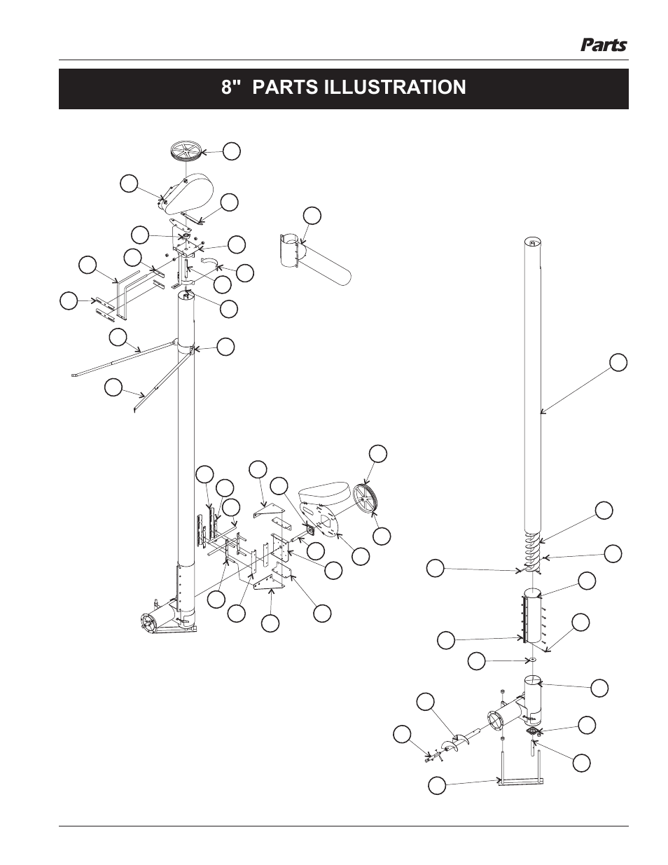 Parts, 8" parts illustration | Grain Systems Unload Augers PNEG-1057 User Manual | Page 29 / 34