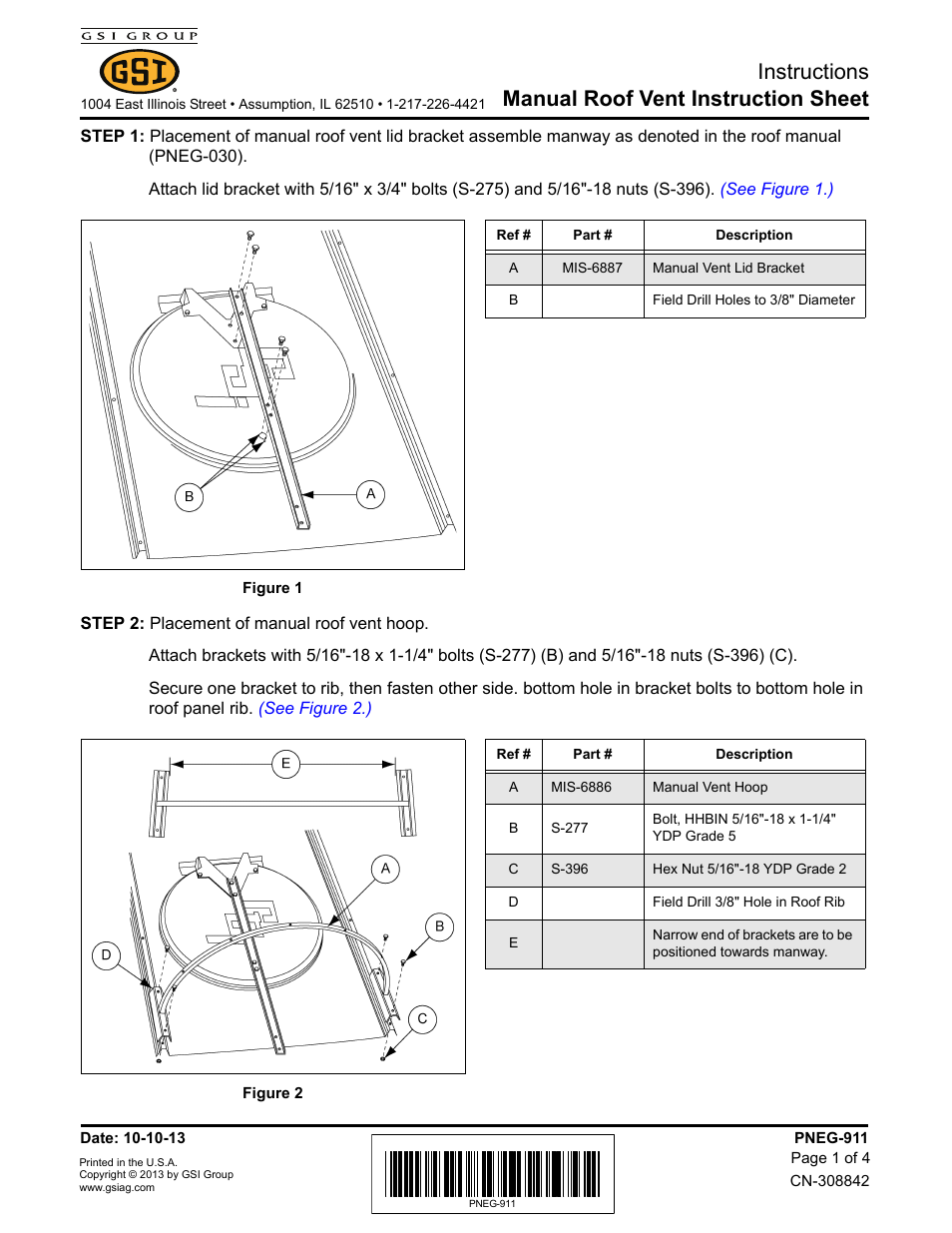 Grain Systems Bin Accessories PNEG-911 User Manual | 4 pages