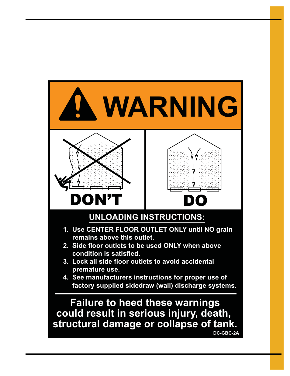 Warning, Don’t do | Grain Systems Tanks PNEG-1792 User Manual | Page 13 / 30
