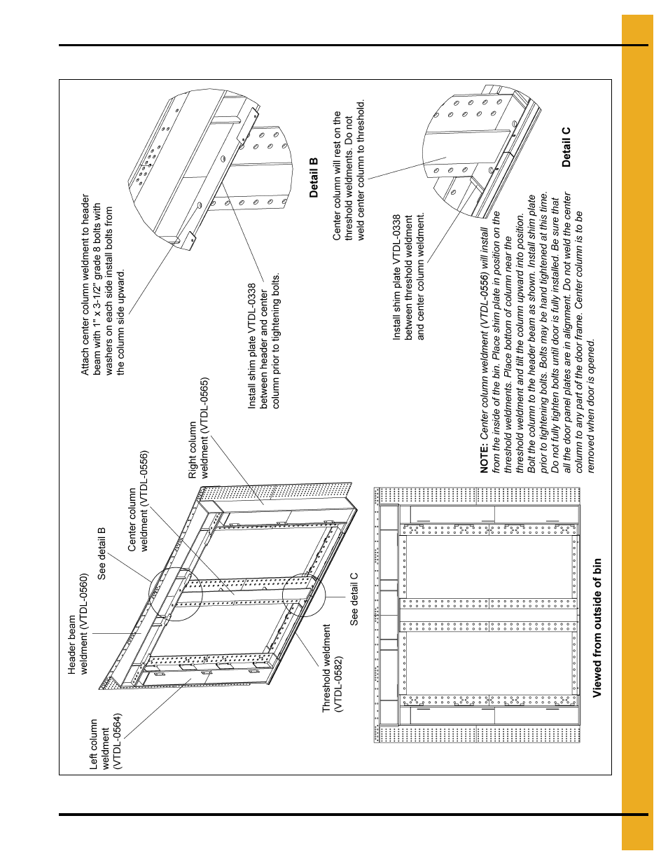 Center column installation, Nd c, Use vtdl-033 | Grain Systems Bin Accessories PNEG-1655 User Manual | Page 23 / 36