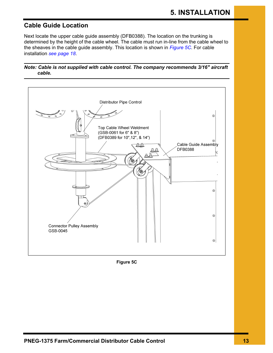 Cable guide location, Installation | Grain Systems Bucket Elevtors, Conveyors, Series II Sweeps PNEG-1375 User Manual | Page 13 / 24