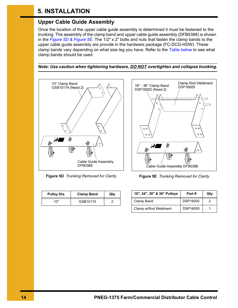 Upper cable guide assembly, Installation | Grain Systems Bucket Elevtors, Conveyors, Series II Sweeps PNEG-1375 User Manual | Page 14 / 24