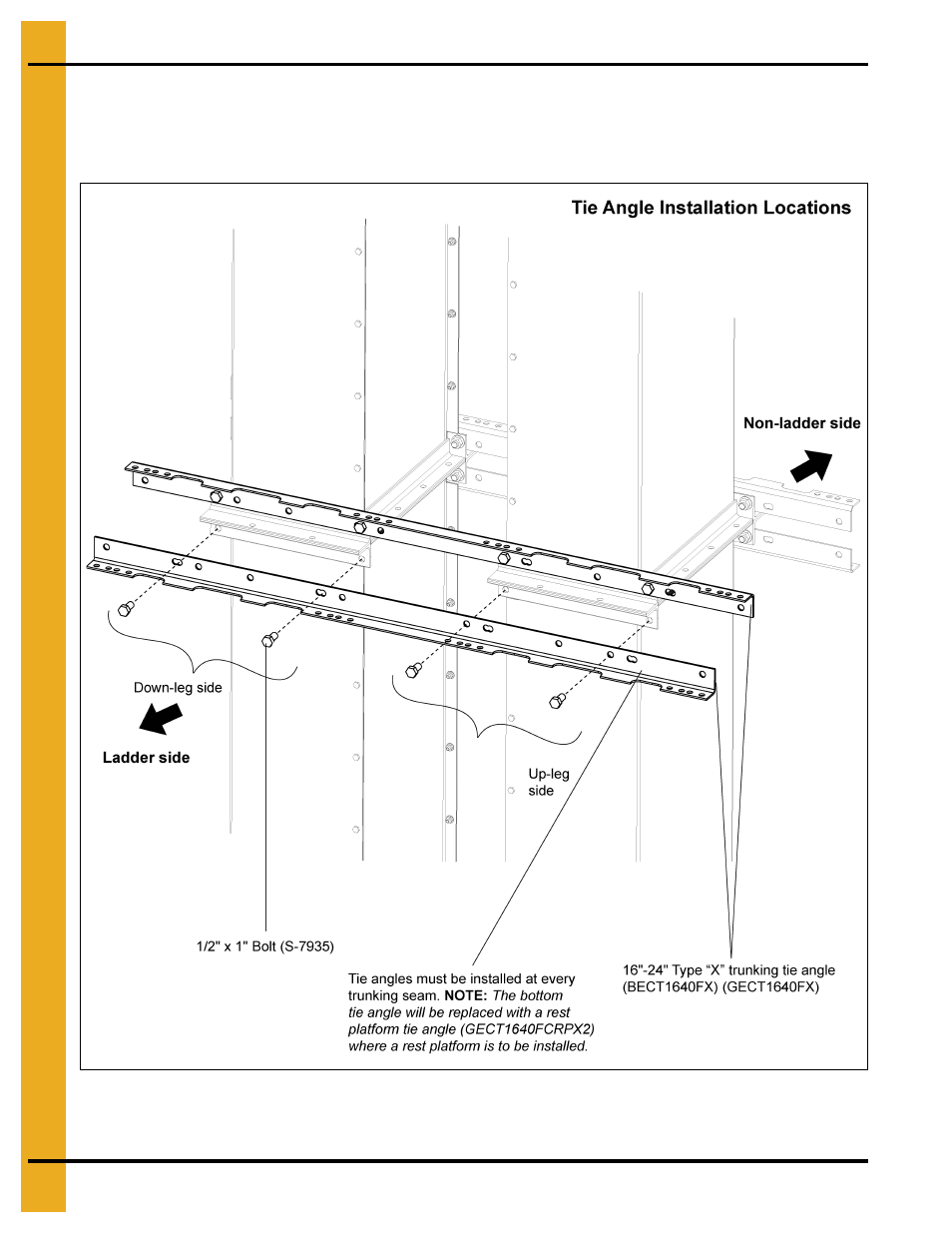 Tie angles to trunking | Grain Systems Bucket Elevtors, Conveyors, Series II Sweeps PNEG-1807 User Manual | Page 24 / 80