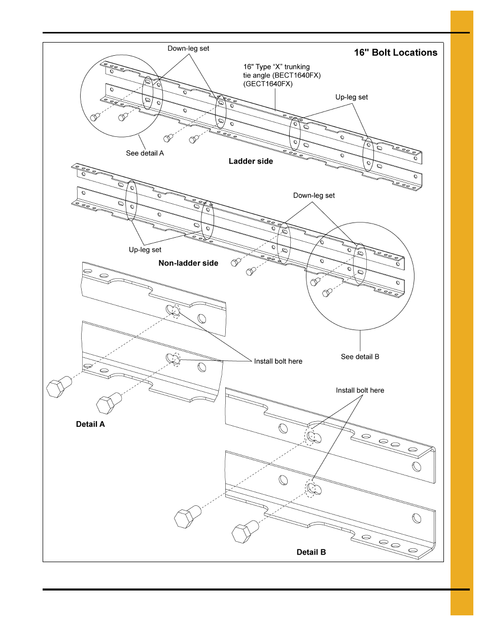 Tie angles, ladder brackets and safety cages | Grain Systems Bucket Elevtors, Conveyors, Series II Sweeps PNEG-1807 User Manual | Page 25 / 80