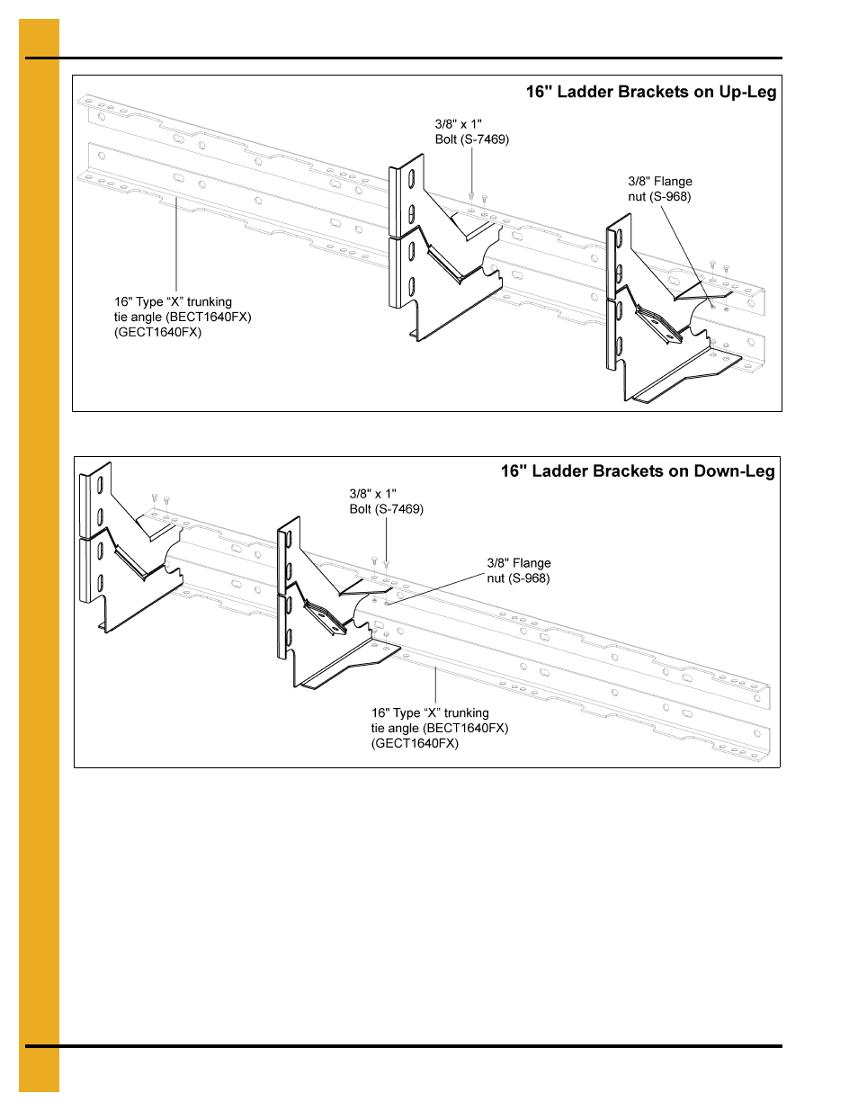 Tie angles, ladder brackets and safety cages | Grain Systems Bucket Elevtors, Conveyors, Series II Sweeps PNEG-1807 User Manual | Page 28 / 80