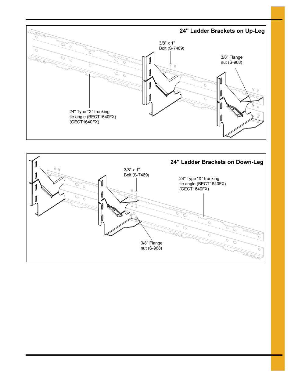 Tie angles, ladder brackets and safety cages | Grain Systems Bucket Elevtors, Conveyors, Series II Sweeps PNEG-1807 User Manual | Page 29 / 80