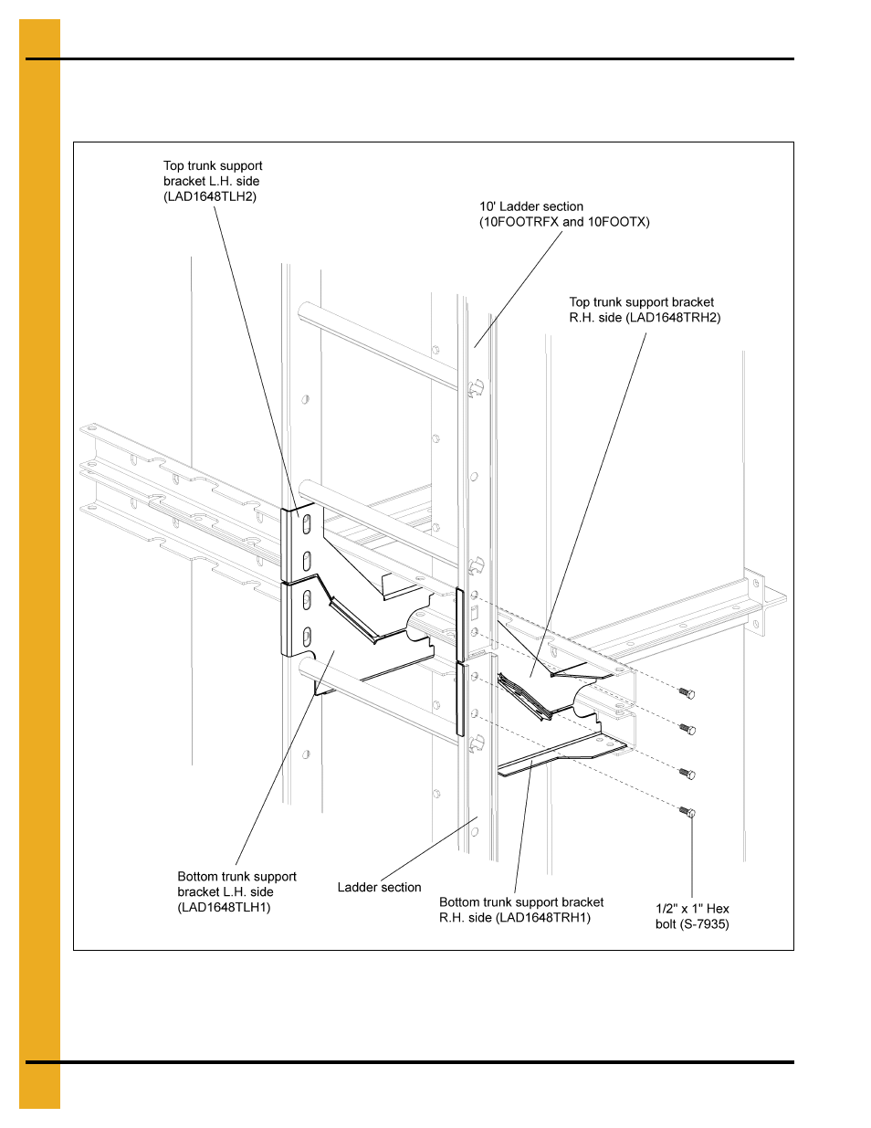 Attach ladders to ladder brackets | Grain Systems Bucket Elevtors, Conveyors, Series II Sweeps PNEG-1807 User Manual | Page 30 / 80
