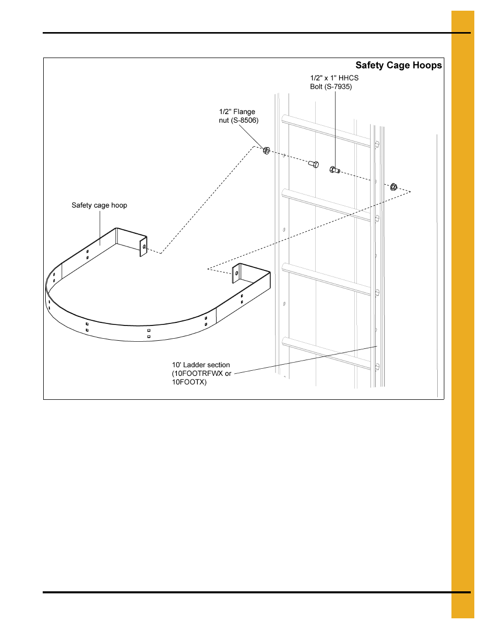 Tie angles, ladder brackets and safety cages | Grain Systems Bucket Elevtors, Conveyors, Series II Sweeps PNEG-1807 User Manual | Page 33 / 80