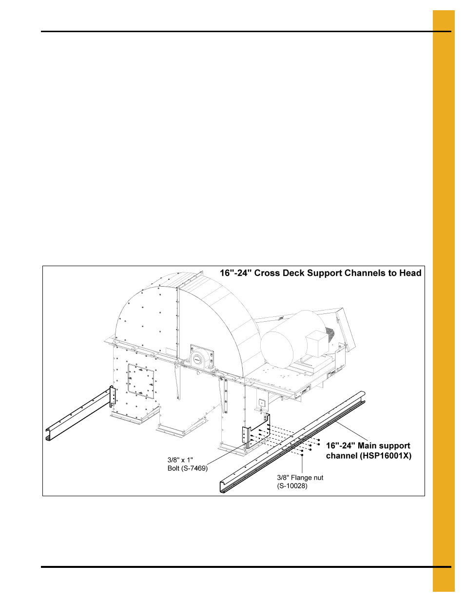 16"-24" head platform assembly, Chapter 8 16"-24" head platform assembly, Attach main support channels to lower head | Grain Systems Bucket Elevtors, Conveyors, Series II Sweeps PNEG-1807 User Manual | Page 45 / 80