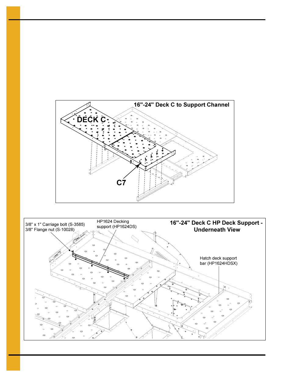 Install deck c to main support channels | Grain Systems Bucket Elevtors, Conveyors, Series II Sweeps PNEG-1807 User Manual | Page 50 / 80