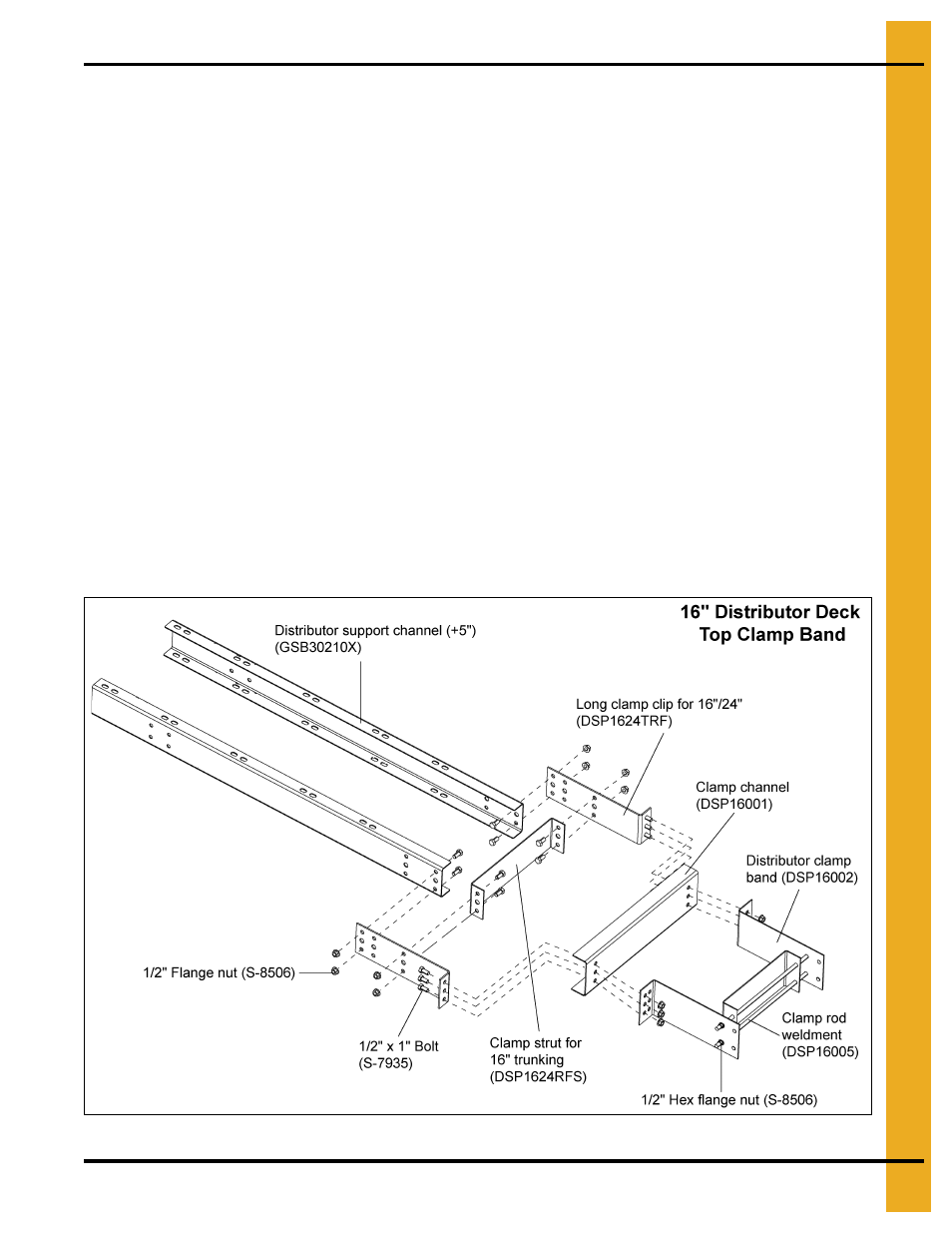 4 x 5 distributor platform (optional), Chapter 10 4 x 5 distributor platform (optional), 16"-24" clamp band installation | Chapter 10: 4 x 5 distributor platform (optional) | Grain Systems Bucket Elevtors, Conveyors, Series II Sweeps PNEG-1807 User Manual | Page 65 / 80