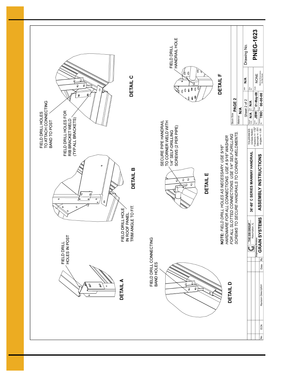 Tail d, See detail f on, Detail | See de, Tail d on, Tail a | Grain Systems Bin Accessories PNEG-1623 User Manual | Page 26 / 42