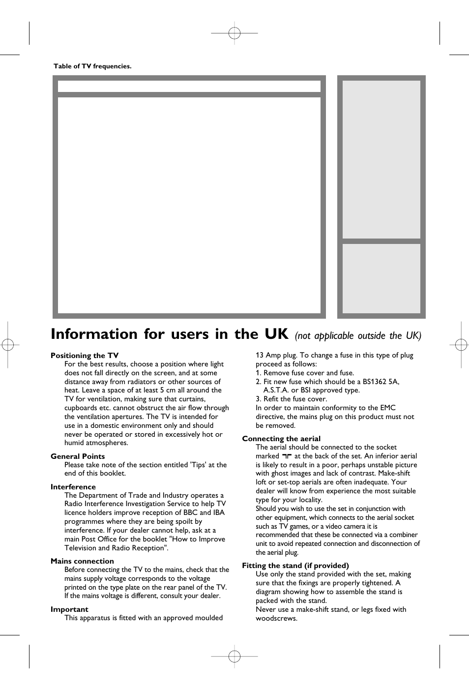 Information for users in the uk, Not applicable outside the uk) | Philips 25HT5405 User Manual | Page 63 / 64
