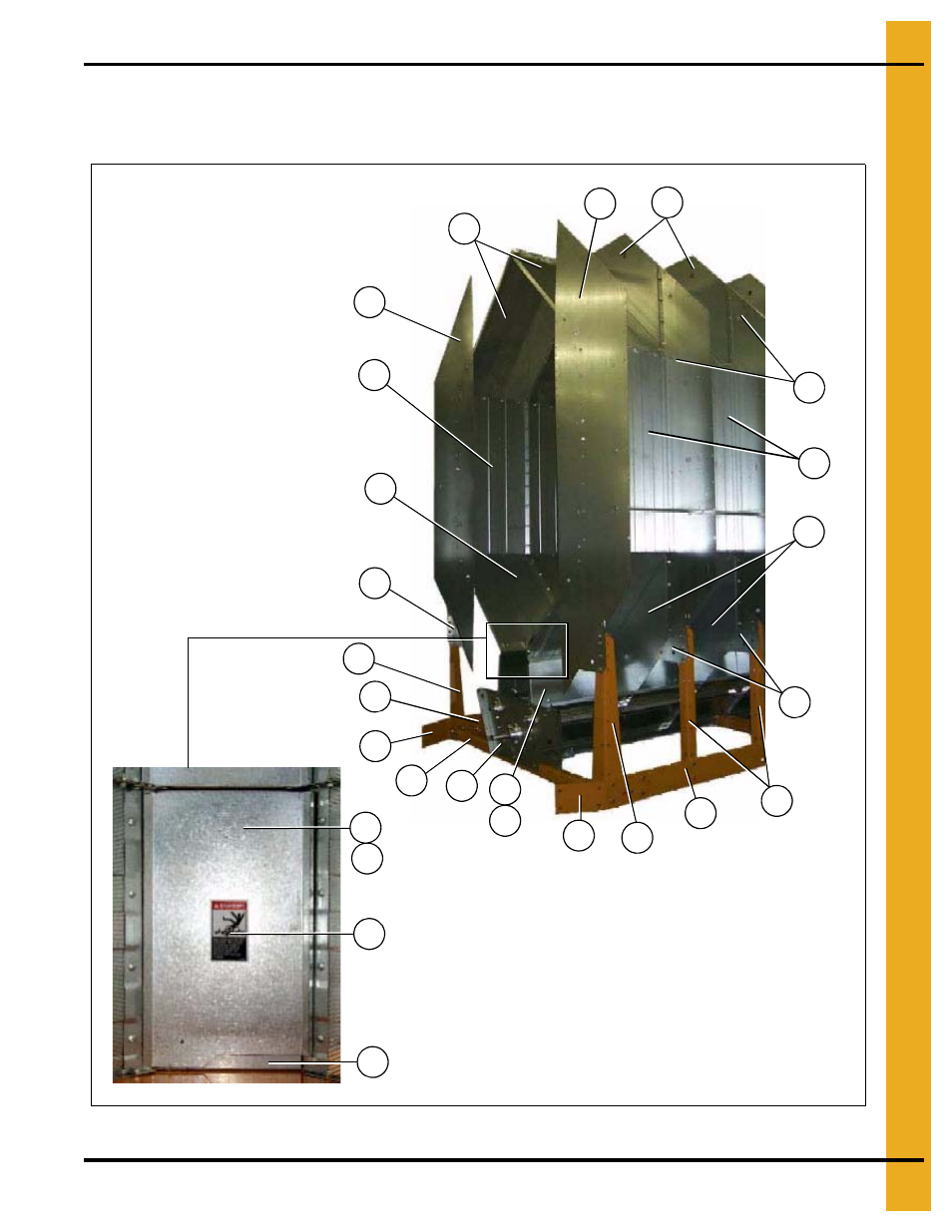 Inside (plenum) screens and plenum closure doors, Plenum screens and bulkheads (view from front end), Main structure assembly | Grain Systems PNEG-1402 User Manual | Page 11 / 70