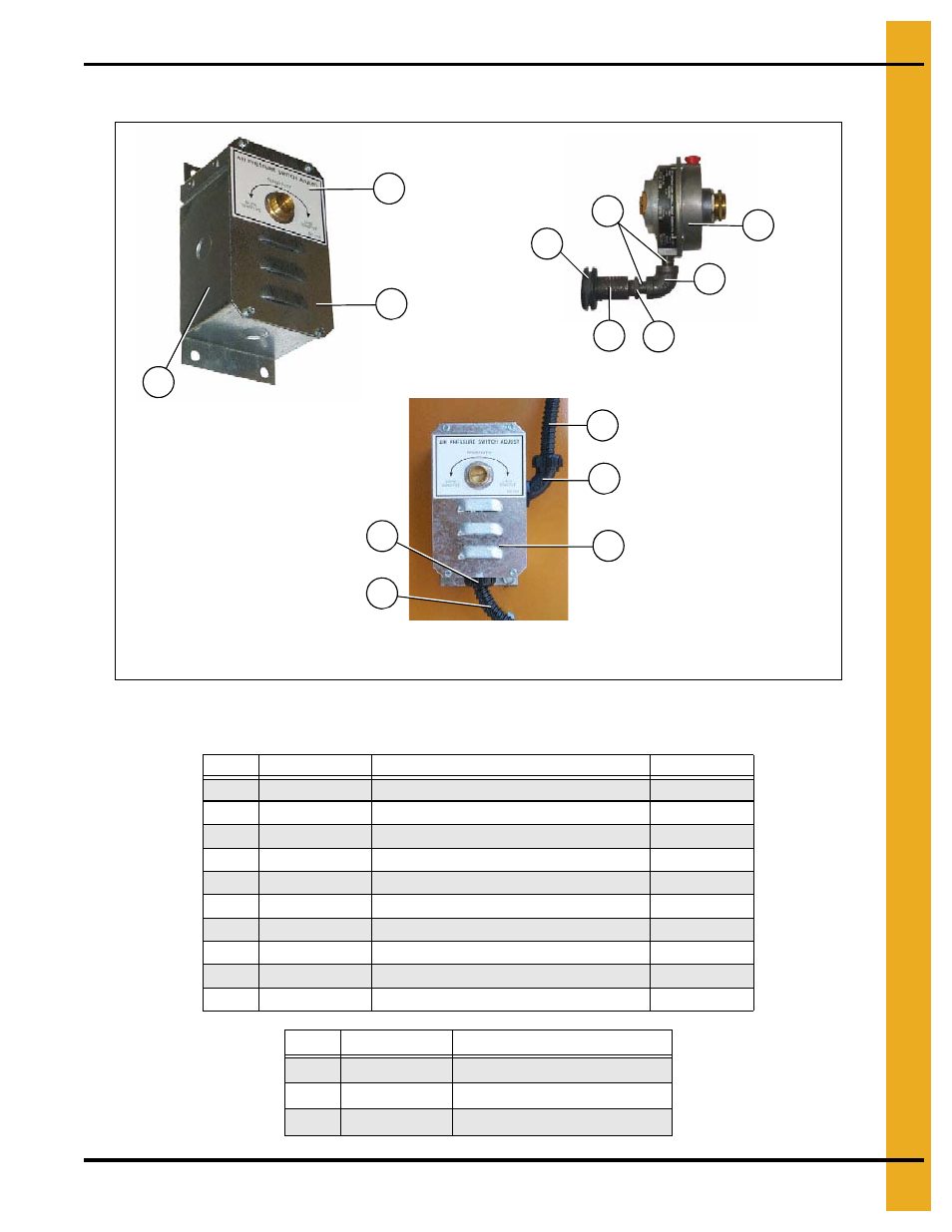 Air switch assembly, Dryer electrical conduits, Air switch assembly parts list | Grain Systems PNEG-1402 User Manual | Page 49 / 70