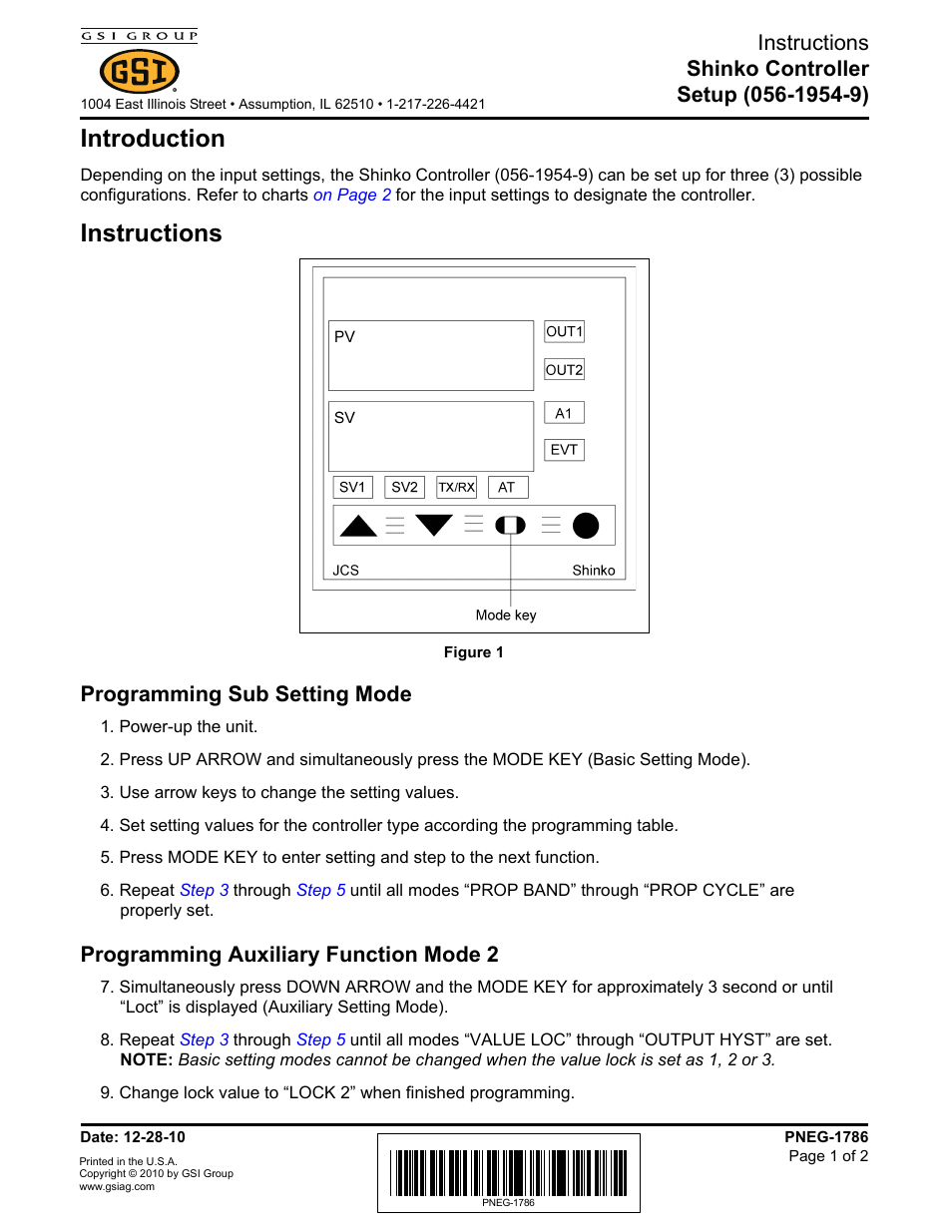 Grain Systems PNEG-1786 User Manual | 2 pages