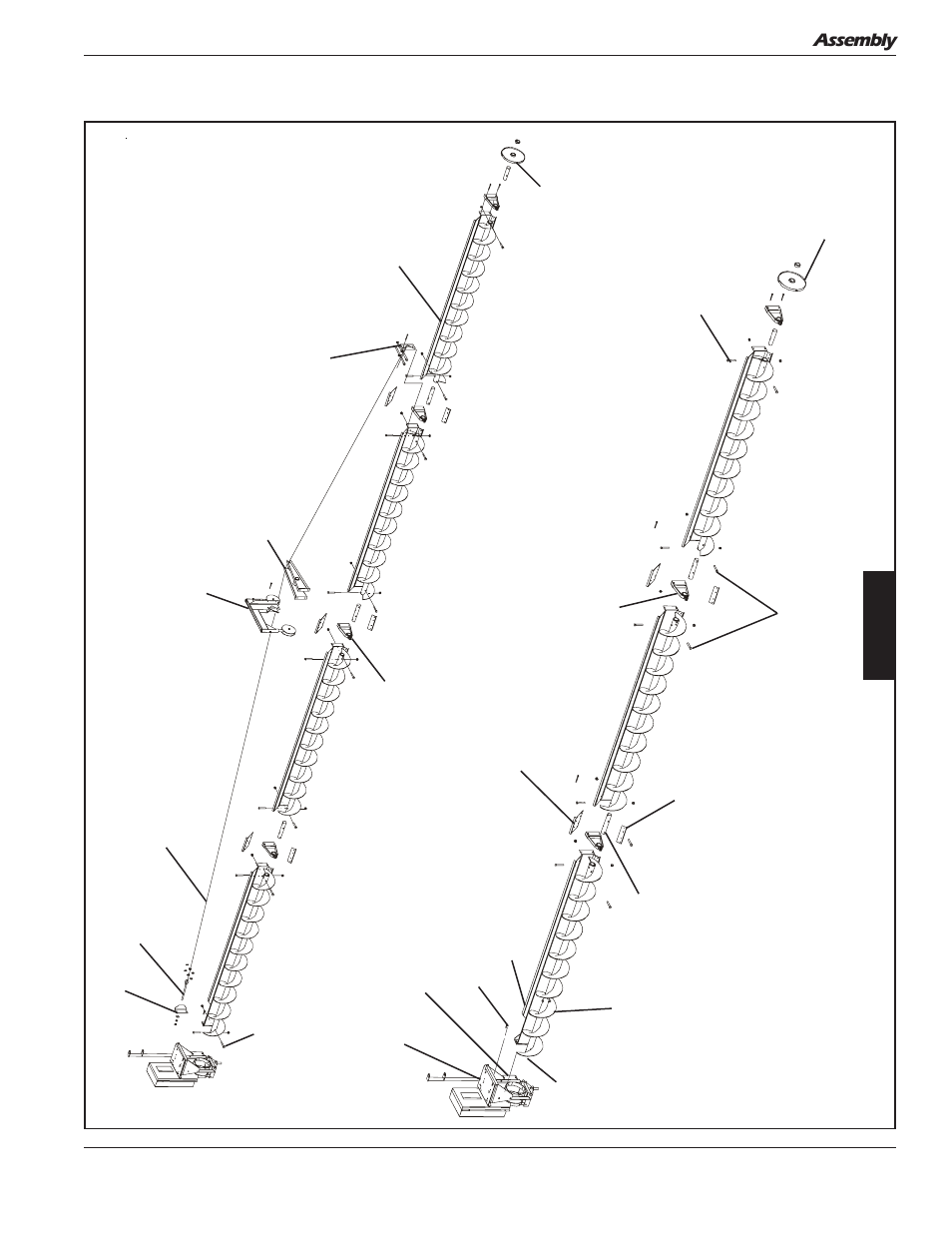 Flight & shield assembly (cont.), Assembly | Grain Systems Unload Augers PNEG-1050 User Manual | Page 21 / 44