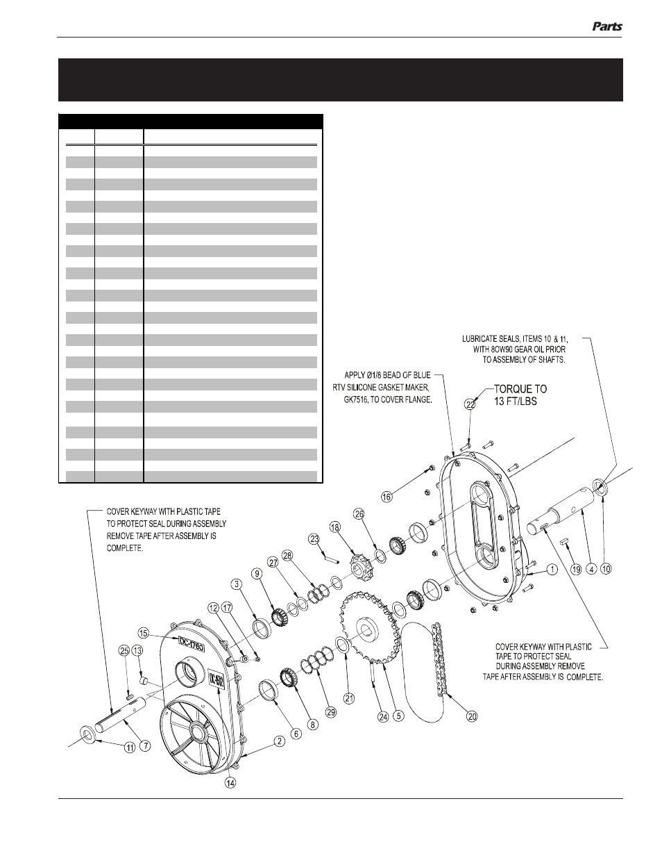 Gk4704 - chain reducer parts, Parts | Grain Systems Unload Augers PNEG-1050 User Manual | Page 39 / 44