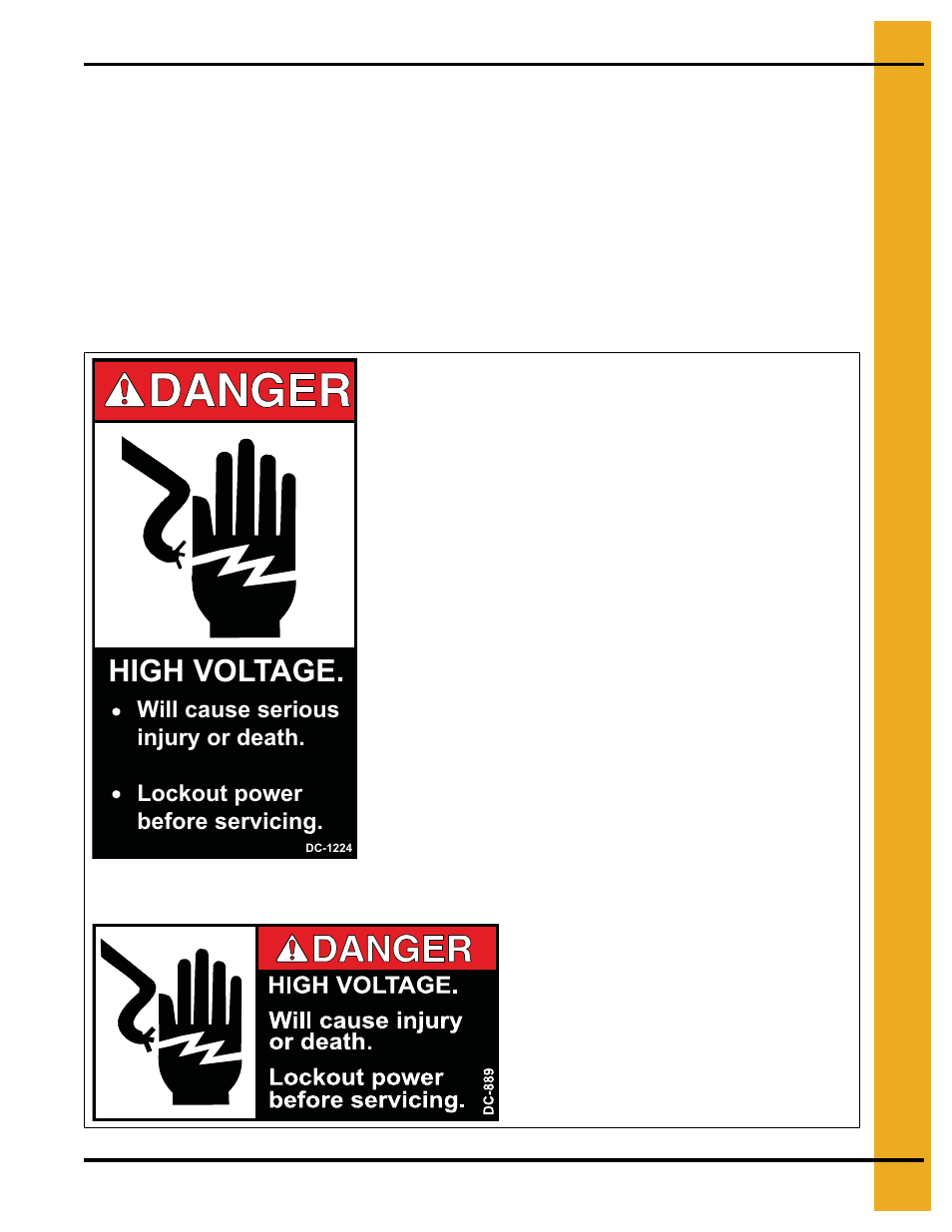 Safety decals, Chapter 2 safety decals, High voltage | Grain Systems PNEG-1707 User Manual | Page 9 / 72