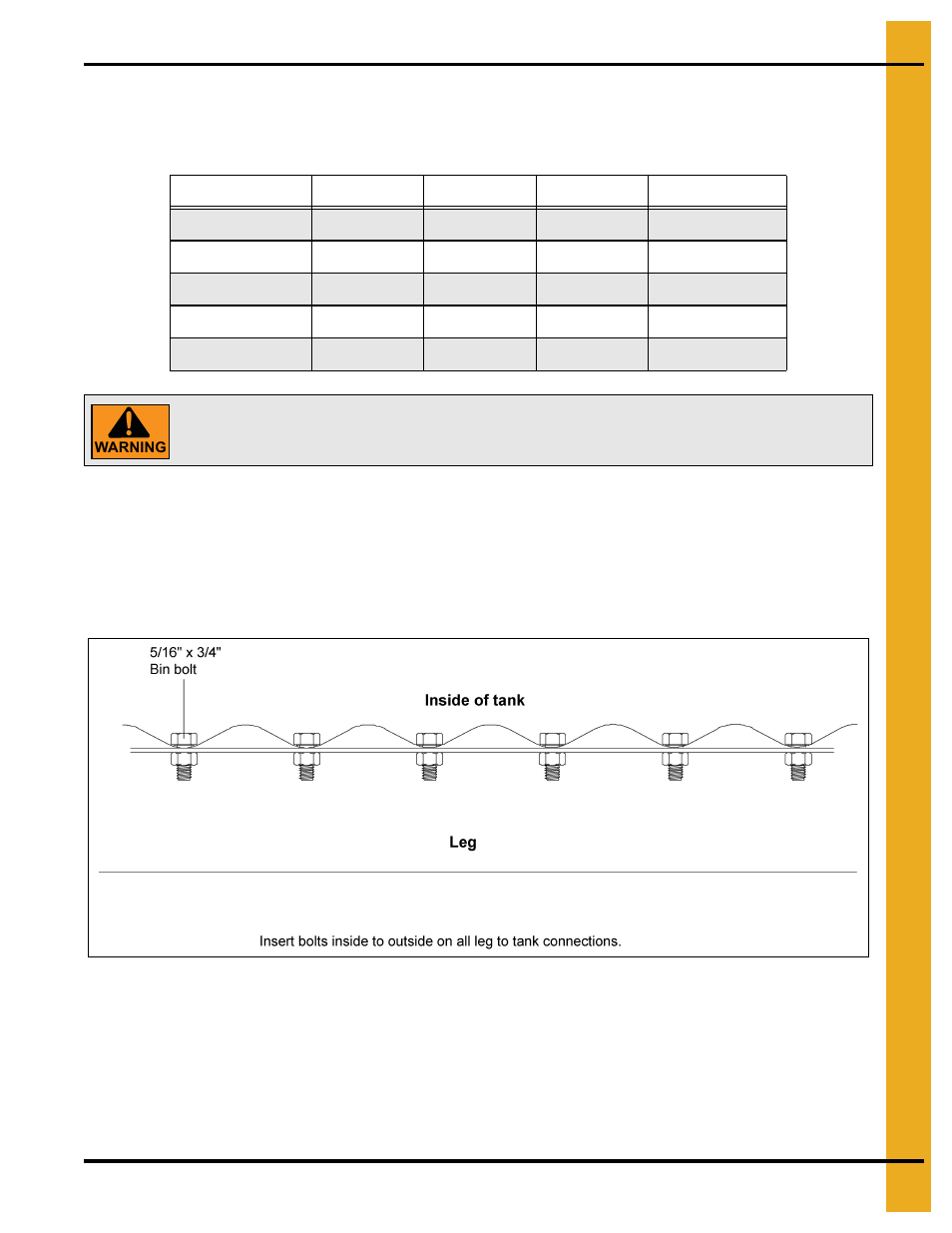 Legs and leg bracing, Chapter 12 legs and leg bracing, Tank legs and leg braces | Leg size chart | Grain Systems Tanks PNEG-1912 User Manual | Page 59 / 98