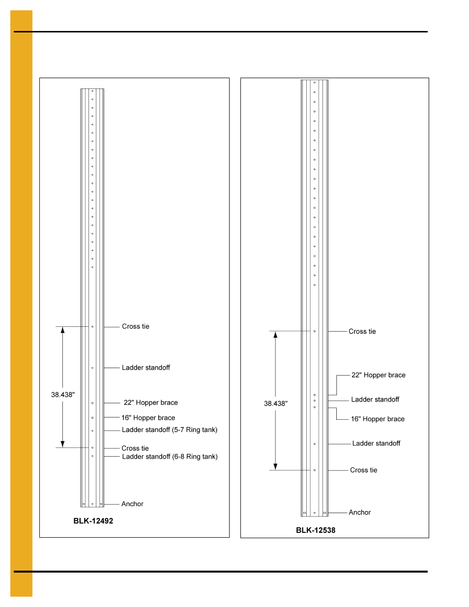 Bracing hole layout | Grain Systems Tanks PNEG-1912 User Manual | Page 60 / 98