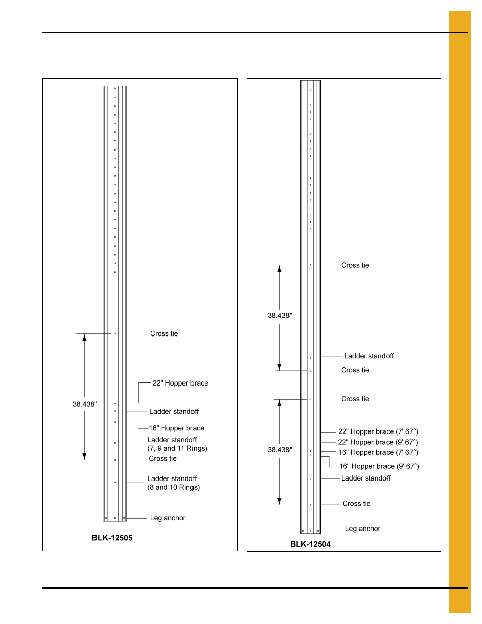 Bracing hole layout (continued) | Grain Systems Tanks PNEG-1912 User Manual | Page 61 / 98