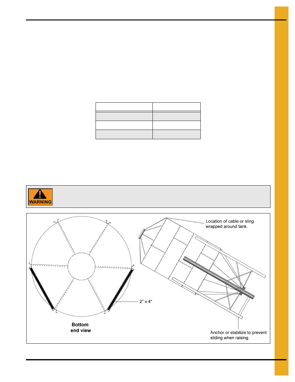 Raising bin, Chapter 13 raising bin, Raising bin to set on foundation | Preparing tank for lifting upright | Grain Systems Tanks PNEG-1912 User Manual | Page 67 / 98