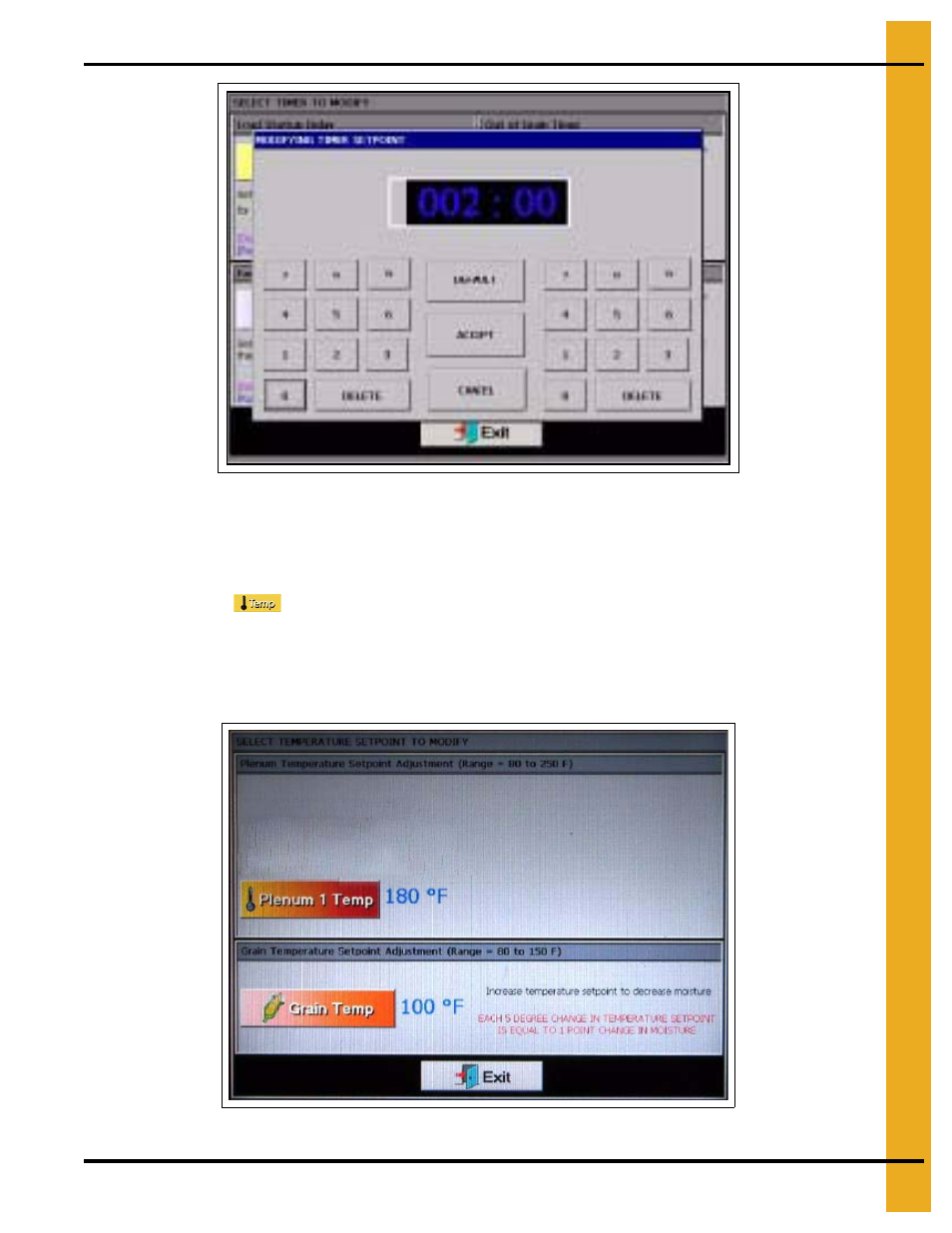 Setting the temperatures | Grain Systems PNEG-1458 User Manual | Page 39 / 82