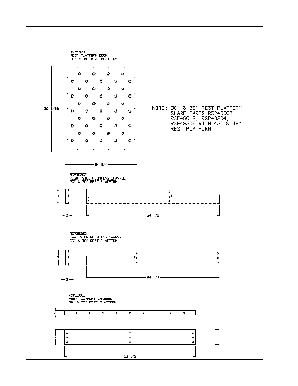 30” & 36” rest platform part specs | Grain Systems Bucket Elevtors, Conveyors, Series II Sweeps PNEG-679 User Manual | Page 22 / 27