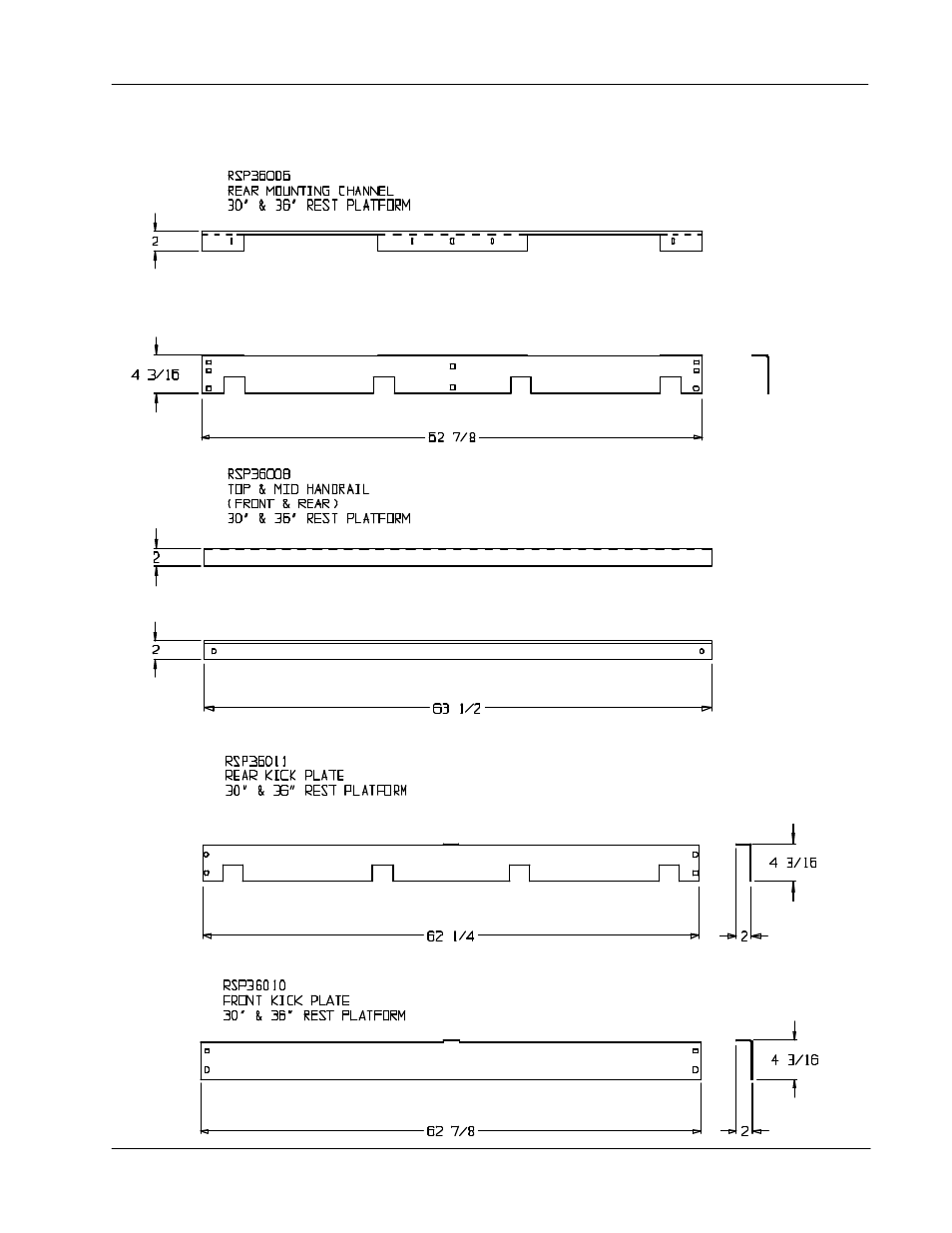 30” & 36” rest platform part specs | Grain Systems Bucket Elevtors, Conveyors, Series II Sweeps PNEG-679 User Manual | Page 23 / 27