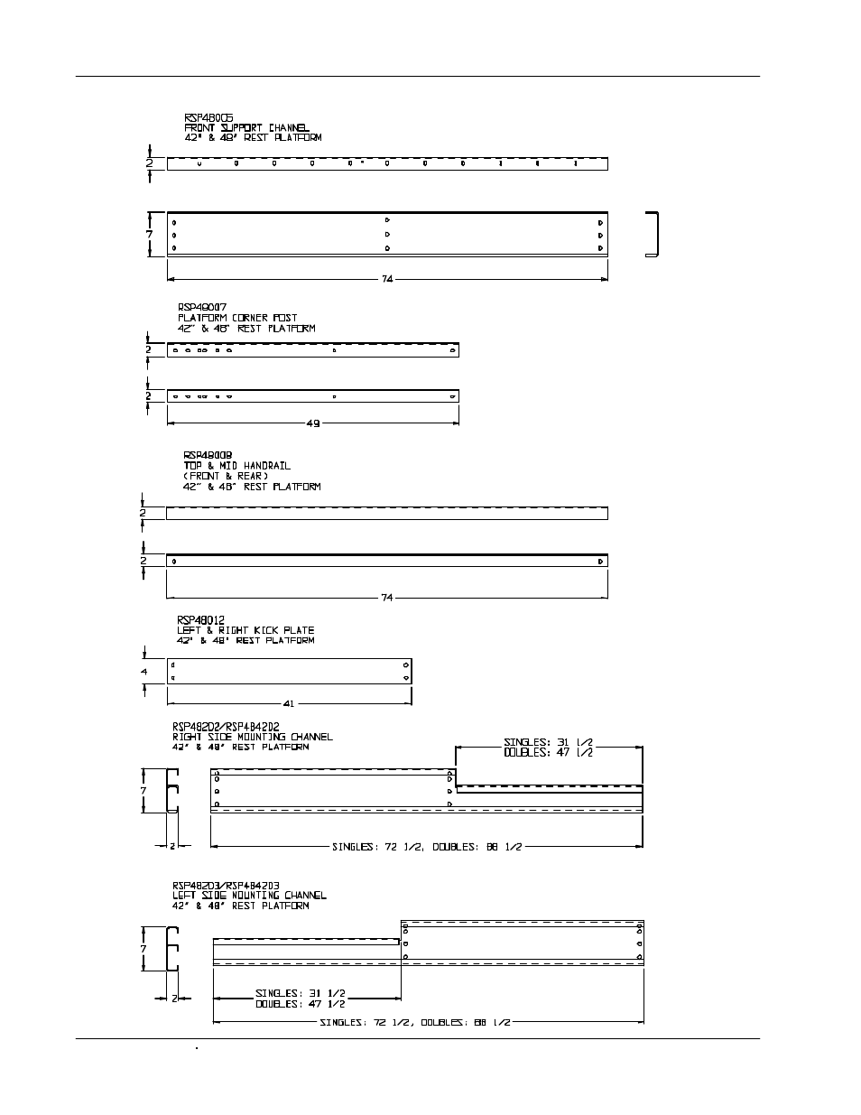 42” & 48” rest platform part specs | Grain Systems Bucket Elevtors, Conveyors, Series II Sweeps PNEG-679 User Manual | Page 24 / 27