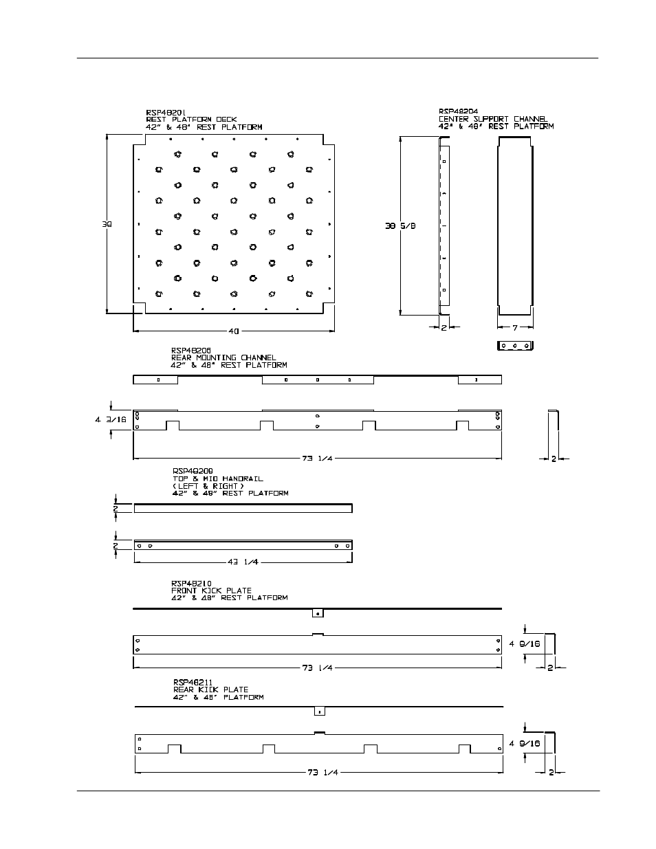 42” & 48” rest platform part specs | Grain Systems Bucket Elevtors, Conveyors, Series II Sweeps PNEG-679 User Manual | Page 25 / 27