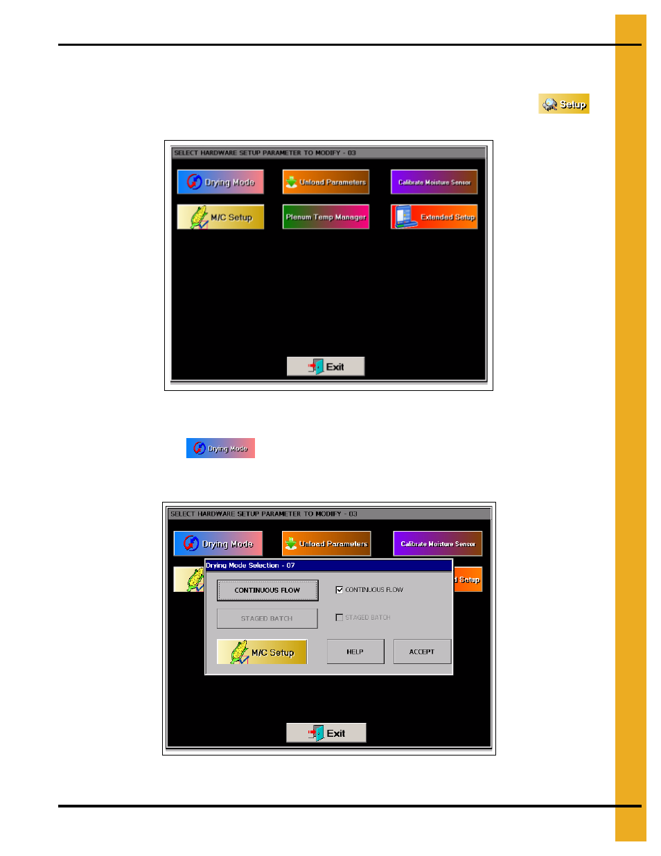 Setup button, Drying mode | Grain Systems PNEG-1743 User Manual | Page 23 / 50