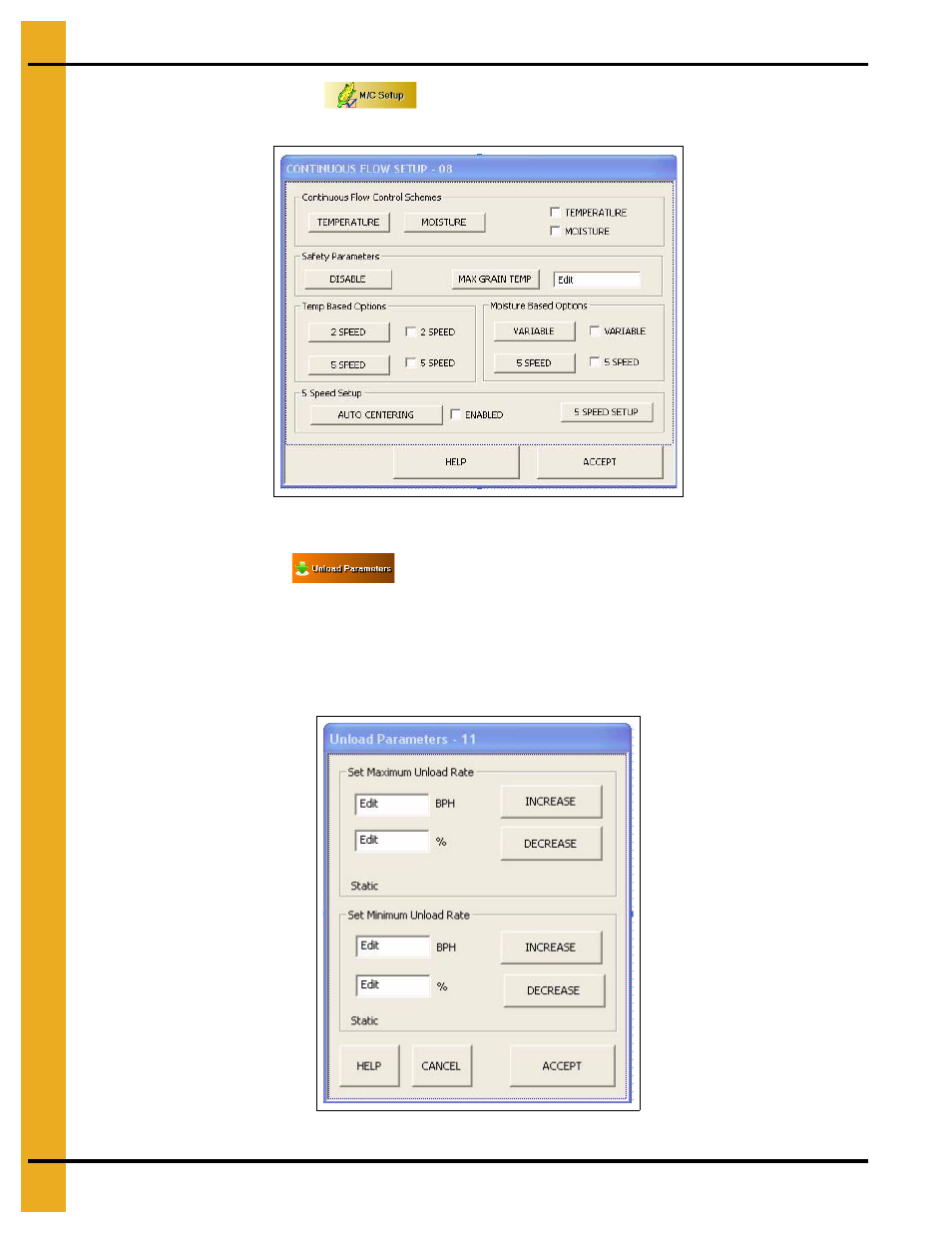 Moisture control setup unload parameters | Grain Systems PNEG-1743 User Manual | Page 24 / 50