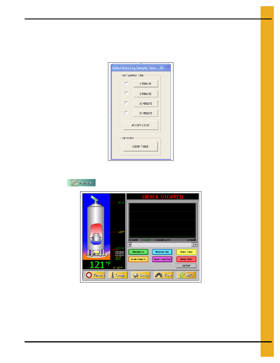 Select data log sample time, Graph view | Grain Systems PNEG-1743 User Manual | Page 31 / 50
